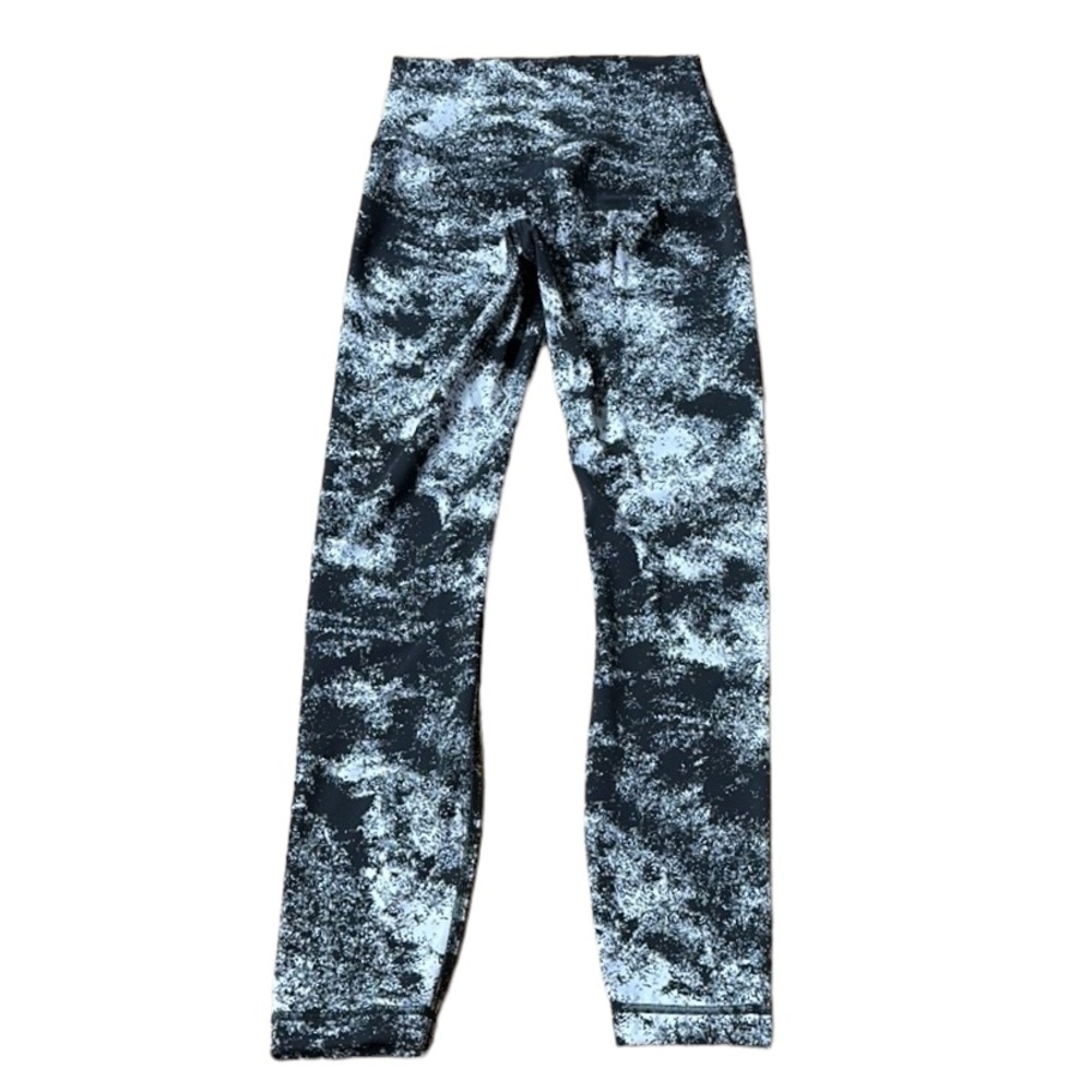 LULULEMON Women's Black White Pattern Stretch Yoga Leggings Pant Size 4 VGC